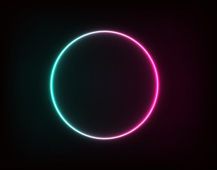 Neon circle for your ad and blue pink light banner.
