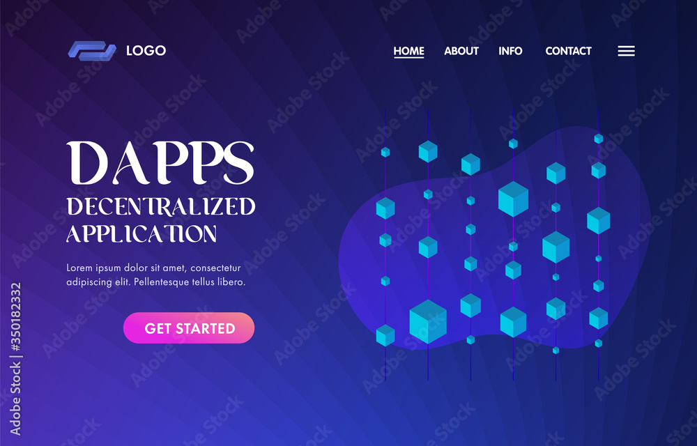 Aufkleber dapps ui ux vector web template for website header, banner, slider or landing page. fintech open-sou