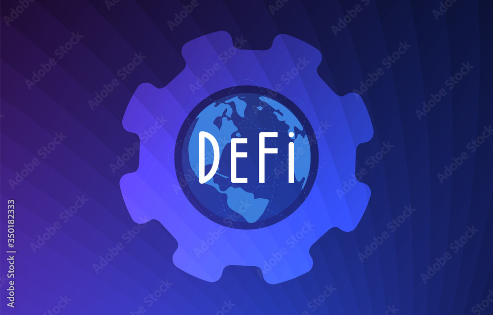 Poster decentralized finance defi - open-source community of projects, leveraging blockchain, that develops