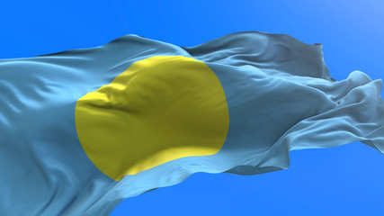 Palau flag - 3D realistic waving flag background