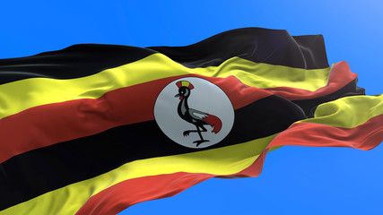 Uganda flag - 3D realistic waving flag background