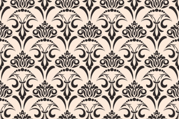 Damask seamless pattern element. Vector classical luxury old fashioned damask ornament, royal victorian seamless texture for wallpapers, textile, wrapping. Vintage exquisite floral baroque template.