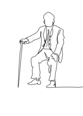 One continuous line drawing,  grandfather