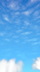 Blue sky background with white clouds. Cumulus white clouds in the clear blue sky in the morning. 3D illustration