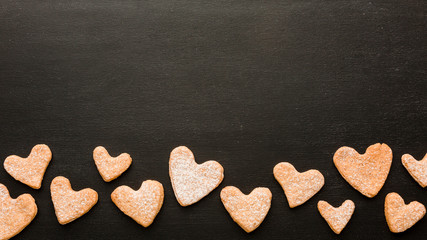 Flat lay of cookies for valentines day