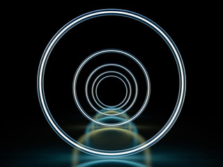 Neon abstract background of lines. 3D illustration