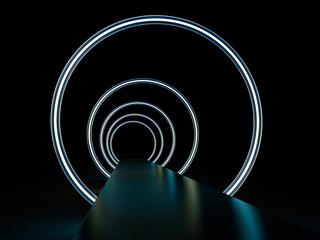 Neon abstract background of lines. 3D illustration