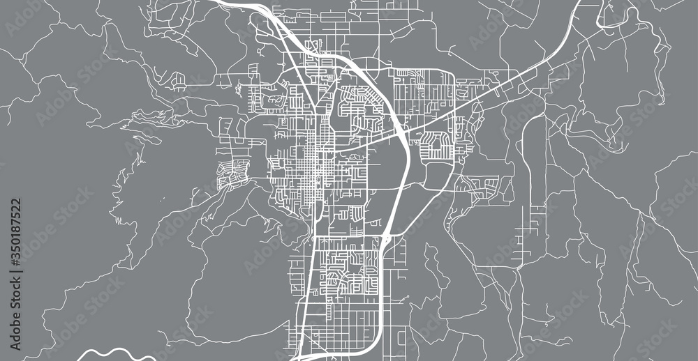 Wall mural Urban vector city map of Carson City, USA. Nevada state capital