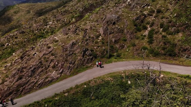 People in the trail in the mountains