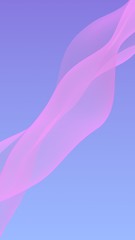 Pink wave on blue sky abstract background. Fluttering pink scarf. Waving on wind pink fabric. Vertical orientation. 3D illustration