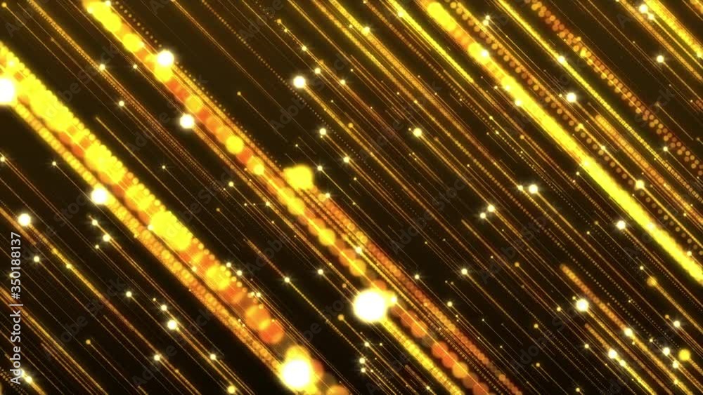 Sticker glitter vintage bokeh lights rising particle rain dark and gold abstract background loop