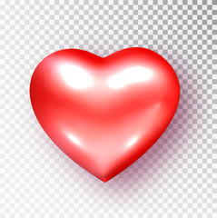 Red heart isolated. Realistic vector of heart shape
