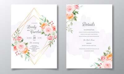Fototapeta premium Wedding invitation with beautiful and elegant floral