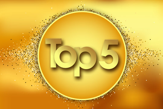 top5 in golden circle stars and yellow background