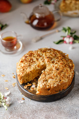 Homemade apple pie. Spring recipe of pie