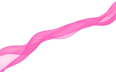 Abstract light red wave. Bright light red ribbon on white background. Abstract red smoke. Light red scarf. Raster air background. 3D illustration