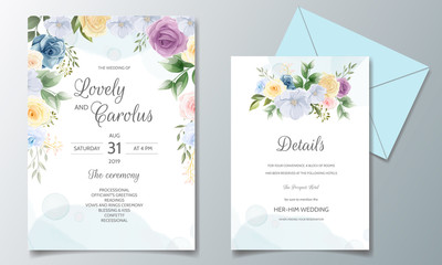 Fototapeta na wymiar Wedding invitation with beautiful and elegant floral