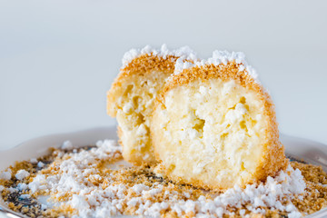 Hungarian Curd Dumpling on a Herend porcelain plate.