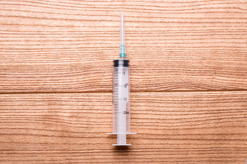 medical syringe close-up. syringes on the table