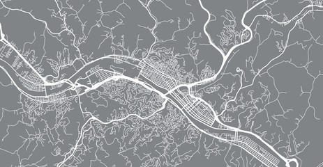 Urban vector city map of Charleston, USA. West Virginia state capital - obrazy, fototapety, plakaty