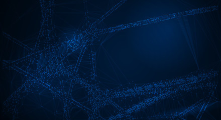 Vector illustration molecule,Connected lines with dots,technology on blue background. Abstract internet network connection design for web site.Digital data,communication,science and futuristic concept