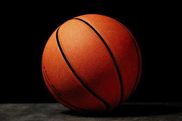 Basketball ball on a black background