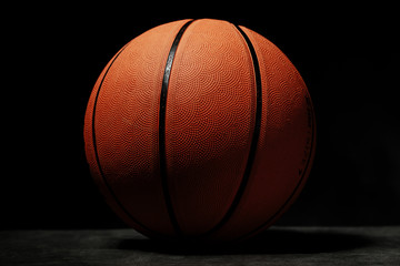 Basketball ball on a black background