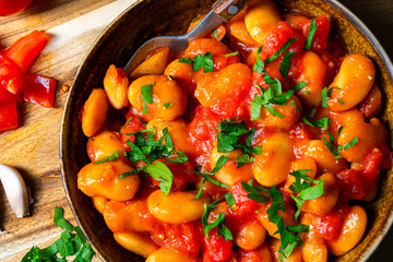 Rustic giant beans with fresh tomato sauce