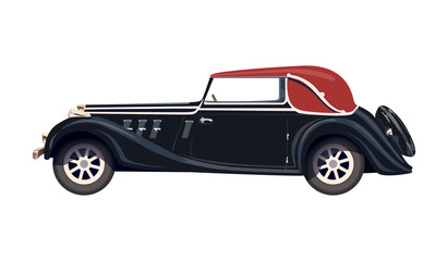 Retro Clip Artю. Black retro car with a red roof