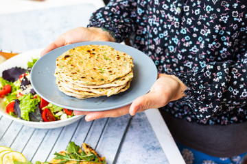 Indian chapati flatbread, roti fried bread.