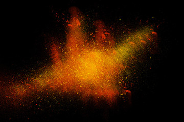 Fototapeta na wymiar Freeze motion of colorful powder paint exploding