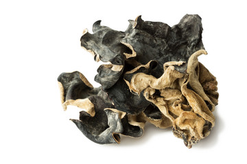 Dry Chinese black muer mushroom isolated on white background