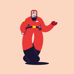 man in protective suit, safety clothing