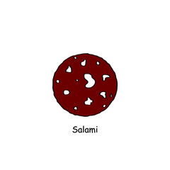 Salami sausage food logo icon sign Hand drawn Doodle Creative modern design Fashion print for clothes apparel greeting invitation card picture banner poster flyer websites Vector illustration