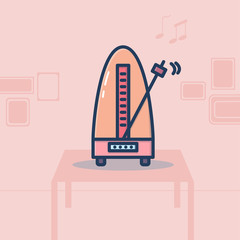 Vector illustration of pastel coloured Control metronome with pendulum. Equipment of music and beat mechanism