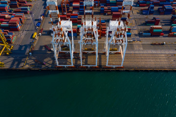 Fototapeta na wymiar Port of marine with Logistics and transportation of Container Cargo ship
