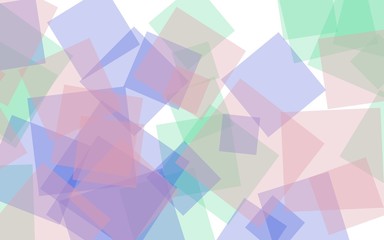 Obraz premium Multicolored translucent squares on white background. Pink tones. 3D illustration