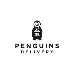 penguin delivery logo / gift delivery vector