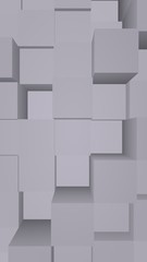 Abstract gray elegant cube geometric background. Chaotically advanced rectangular bars. 3D Rendering, 3D illustration