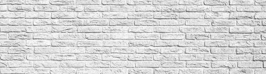 Fototapeta premium White bright painted rustic brick wall brickwork stonework masonry texture Background banner panorama, with copy space
