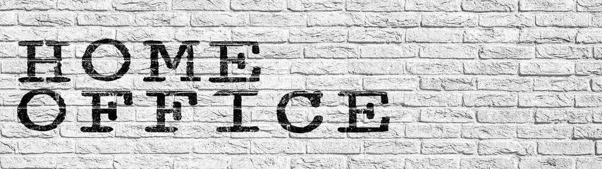 HOMEOFFICE background banner - Rustic old White painted brick stone wall masonry brickwork...