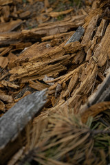 old rusty rope on a wooden background