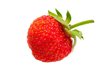 fresh red strawberries isolated on a white background, fresh from the garden