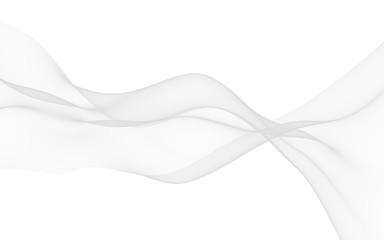 White abstract background. Fluttering white scarf. Waving on wind white fabric. 3D illustration