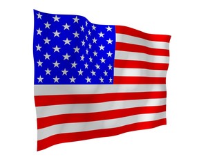 Obraz premium Waving flag of the United States of America. Stars and Stripes. State symbol of the USA. 3D illustration