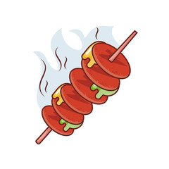 delicious roasted skewer on white background