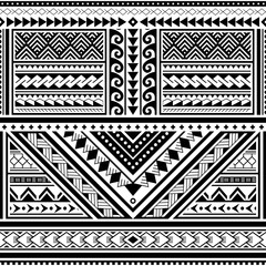 Polynesian tattoo seamless vector pattern, Hawaiian tribal design inspired by art traditional geometric art from islands on Pacific Ocean   © redkoala
