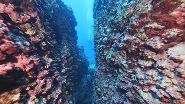 caves tunnels swimthroughs underwater for scuba divers to explore with nice lightning sun beams and rays ovean scenery