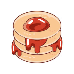 delicious and fresh pancakes on white background