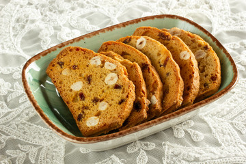 Crispy biscuits with fruit. Italian biscotti.